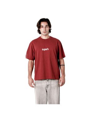 Superb Herren Oversized Baumwoll Kurzarm T-Shirt Little Core Puffy Sprb3500 - Rot