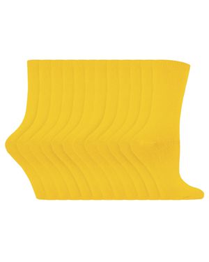 Sock Snob 24 Paar Damen Schlichte Baumwollreiche Strumpfsocken - Gelb