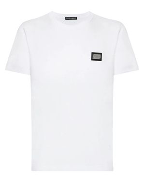 Dolce & Gabbana Rundhals-Cotton-T-Shirt - Weiß