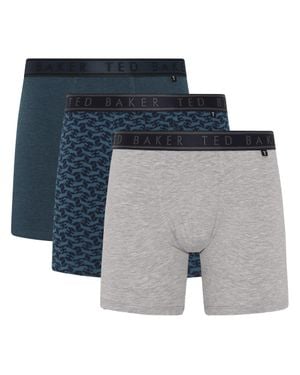 Ted Baker 3Er-Pack Herren Weiche Atmungsaktive Baumwoll-Boxershorts - Blau