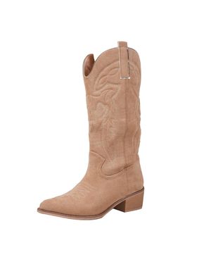 Where's That From Damen Cowboystiefel "Desert" Bestickt, Wildlederimitat - Natur