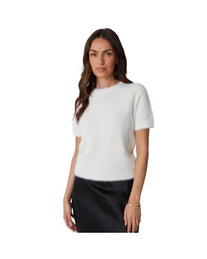 Threadbare Pullover Top Für Damen, Jerseyware, Regulär, Kurzärmlig - Weiß