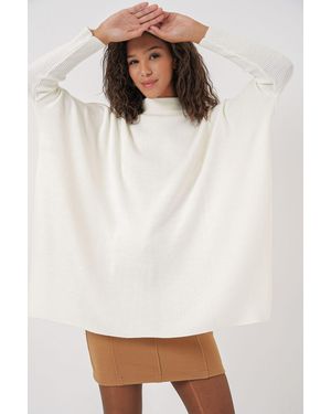 Bigdart Schlitz-Detailierter Halber Rollkragen Lässiger Pullover - Weiß
