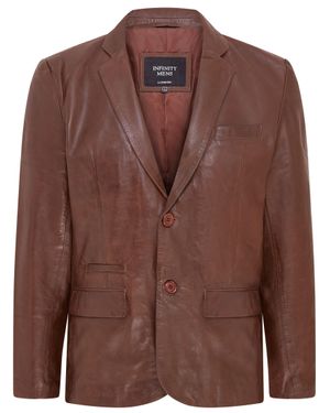 Infinity Leather Schmal Geschnittene Italienische Blazerjacke Aus Leder Für Herren - Braun