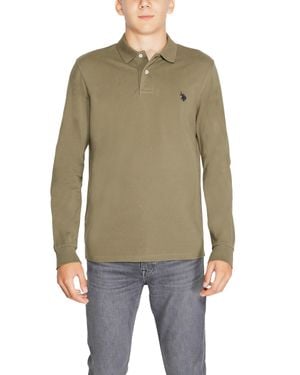 U.S. POLO ASSN. Us Polo Assn Herren Langarm-Pique-Poloshirt - Grün