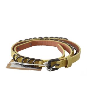 John Galliano Gelbes Leder Luxus Schlanker Schnalle Eleganter Gürtel - Schwarz