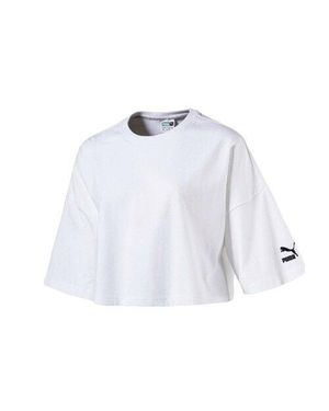 PUMA Logo Damen Weißes Cropped Top