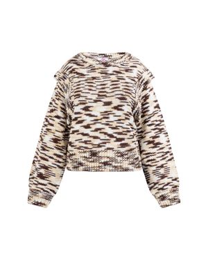 myMo Strickpullover Damen Braun Mehrfarbig - Weiß