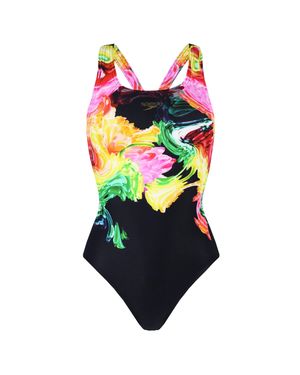 Speedo Colourblend Blumenplatzierung Digital Powerback Damen Schwimmanzug - Blau
