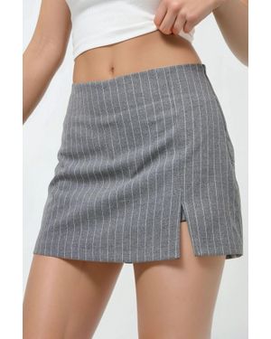 Hiccup Gestreifte Mini-Skorts Mit Schlitzdetail - Grau