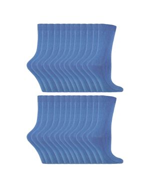 Sock Snob 24 Paar Damen Unifarbene Baumwollreiche Kniestrümpfe - Blau