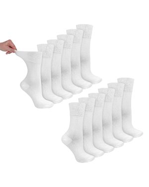 Dr.Socks 12 Paar Damen Bambus Diabetikersocken - Weiß