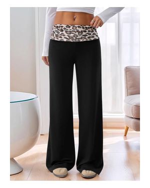 Everyday the Label Damen Hochtaillierte Leopardenhose - Schwarz