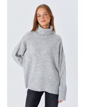 MixRay Dicker Turtleneck Lockere Passform Pullover - Grau