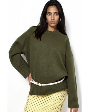 Hiccup Oversized Rundhalsausschnitt Strickpullover - Grün