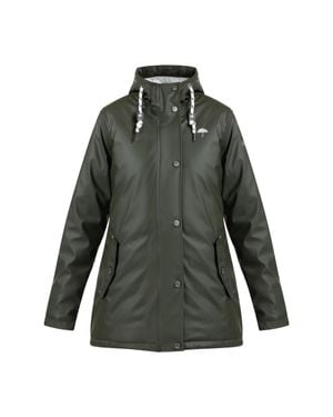 Schmuddelwedda Wattierte Regenjacke Damen Dunkeloliv - Grau