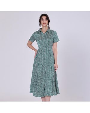 S&J Weekends Vintage-Hemdkleid Mit Grafischem Print - Blau