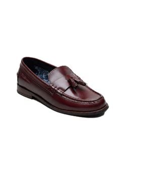 Ben Sherman Sid Pinselabzug Leder Herren Burgunder Quasten Slipper - Braun