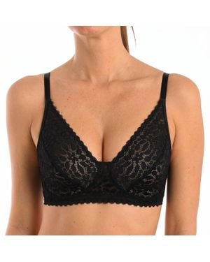 DIM Damen Floral Spitze Triangel-Bh, Drahtlos - Schwarz