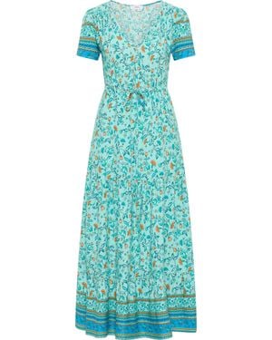 Usha Maxikleid Mit Blumenprint Damen Mehrfarbig - Blau