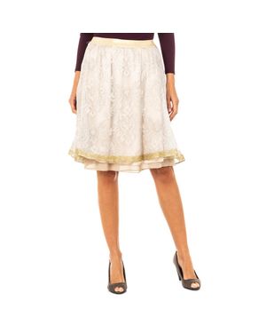 La Martina Damenrock Mit Hoher Elastischer Taille Und Chiffonfutter Jwkg01 - Natur