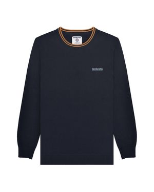 Lambretta Pullover Mit Kontrastfarbenen Streifen Für Herren (Marineblau/Tabak)