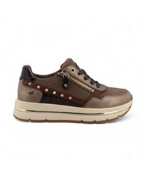 Mustang Damen Braune Schnürschuhe Plateau-Sneakers – M0332001