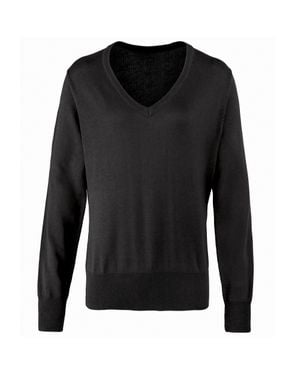 PREMIER Damen Strickpullover Mit V-Ausschnitt - Schwarz