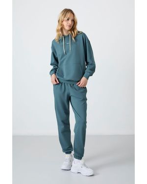 TOMMY LIFE Übergroßer Kapuzenpullover- Und Hosenanzug - Blau