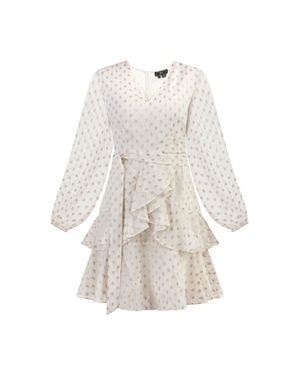 faina Kleid Mit Stickerei Damen Wollweiß Mit Goldenen Punkten