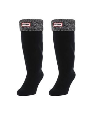 HUNTER Waffle Hohe Schwarze Socke