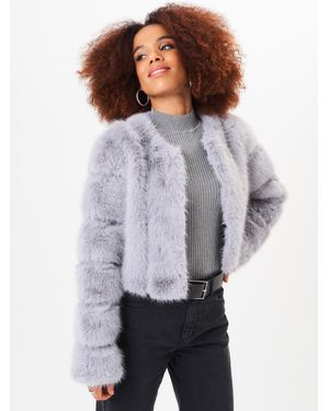 Gini London Panel Kunstfell-Crop-Jacke - Grau