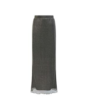 French Connection "Tamy" Langer Rock Für Damen, Lurex Plissee - Grau