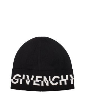 Givenchy Logo Beanie Wollmütze - Schwarz
