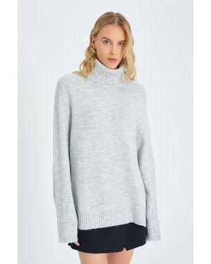 MixRay Lässiger Turtleneck Strickpullover - Weiß