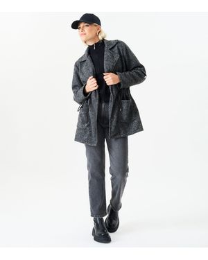 Gini London Schwarze Jacke Mit Verstellbarer Taille Und Aufrollbaren Ärmeln - Blau
