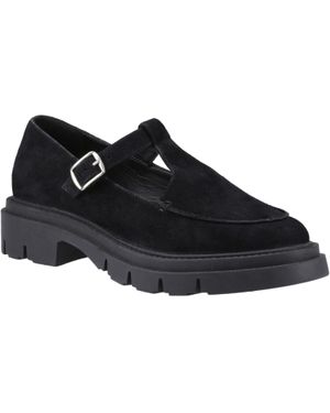 Hush Puppies Nella T-Bar Wildleder Damen Schuhe - Schwarz
