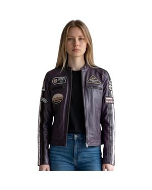 Infinity Leather Damen-Biker-Rennabzeichen Lederjacke – Incheon - Schwarz