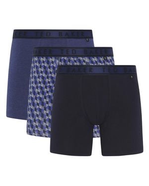Ted Baker 3Er-Pack Herren Soft Atmungsaktive Baumwoll-Boxershorts - Blau