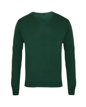 PREMIER Herren Strick-Pullover Mit V-Ausschnitt (Flaschengrün)