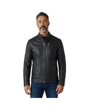 Infinity Leather Herren Quilted Lamb Leather Biker Jacke – Formel - Schwarz
