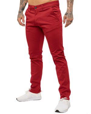 Enzo Herren Slim Fit Stretch Chinos - Rot