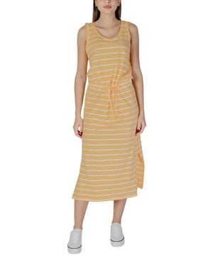 B.Young Lassiges Sommerkleid Gestreiftes Midi - Natur