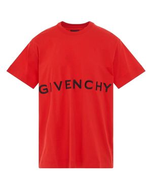 Givenchy Ubergroses Rotes T-Shirt Mit Aufgesticktem -Logo