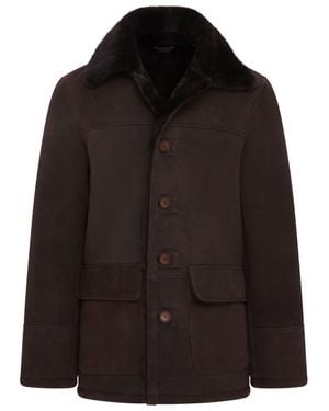 Infinity Leather Brauner Lammfell-Automantel Für Herren - Schwarz