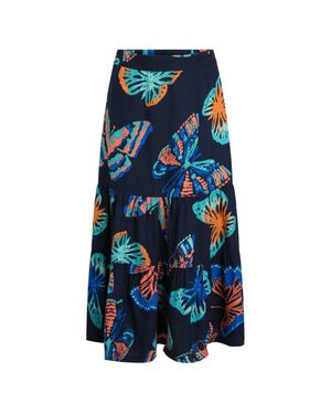 Weird Fish "Cassis Liva" Midirock Gestuft Für Damen (Dunkelblau)