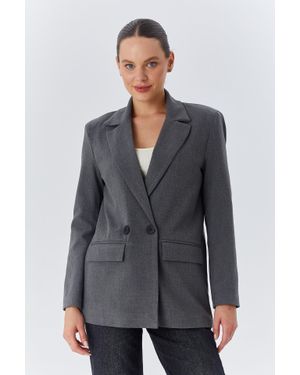 MixRay Langarm-Blazer Mit Knöpfen - Grau