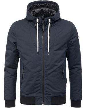 Navahoo Herren Jacke B623 – Stylische Übergangsjacke Mit Fleece-Taschen & Wasserabweisendem Material - Blau