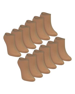 Sock Snob 12Er Pack Damen Unsichtbare Pop-Socken 15 Denier Leichte No-Show Socken - Braun