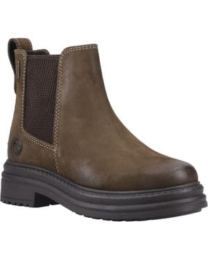 Cotswold Aldworth Leder Damen Olivfarbene Absatz-Stiefeletten - Braun
